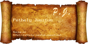 Pethely Jusztus névjegykártya